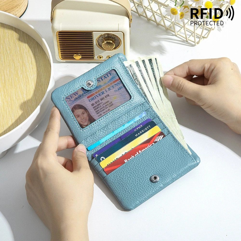 top-layer-cowhide-short-wallet-unisex-multi-functional-convenient-money-clip-rfid-mini-coin-storage-pouch