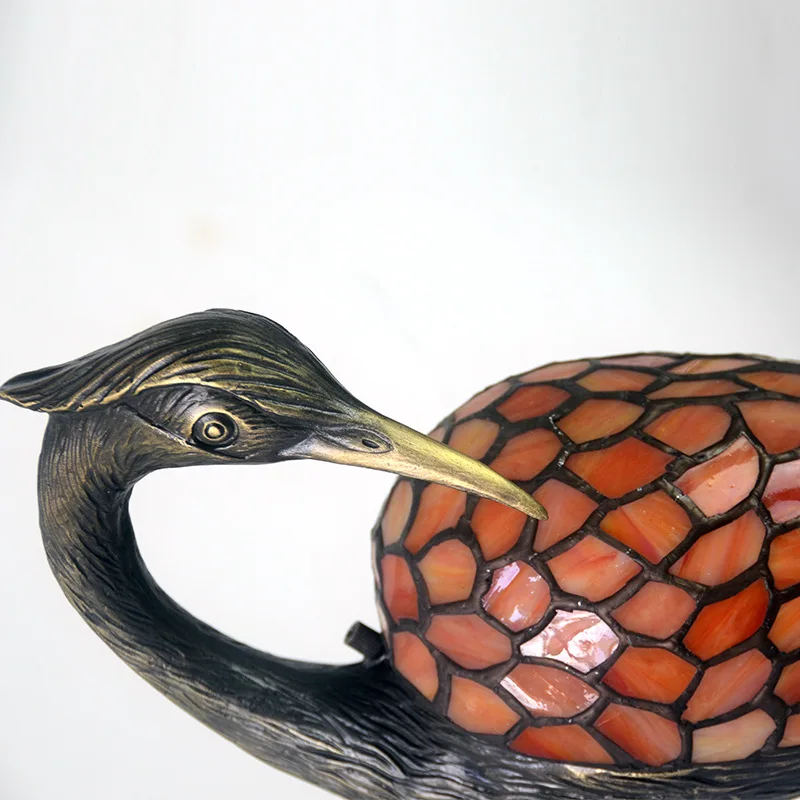 Handmade Glass Decoration Retro Novelty Crane Ornament All Copper Night Light
