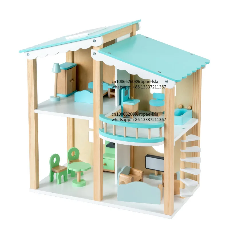 Realistic Baby Wooden Role Play Doll House Set Game Educational DIY Assembly Mini Villa Furniture Pretend Toys for Boys Girls