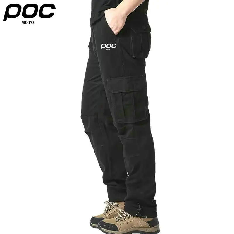 Nieuwe grote zak losse overall heren buitensporten joggen MOTO POC fietsbroek elastische taille puur katoen casual werkbroek