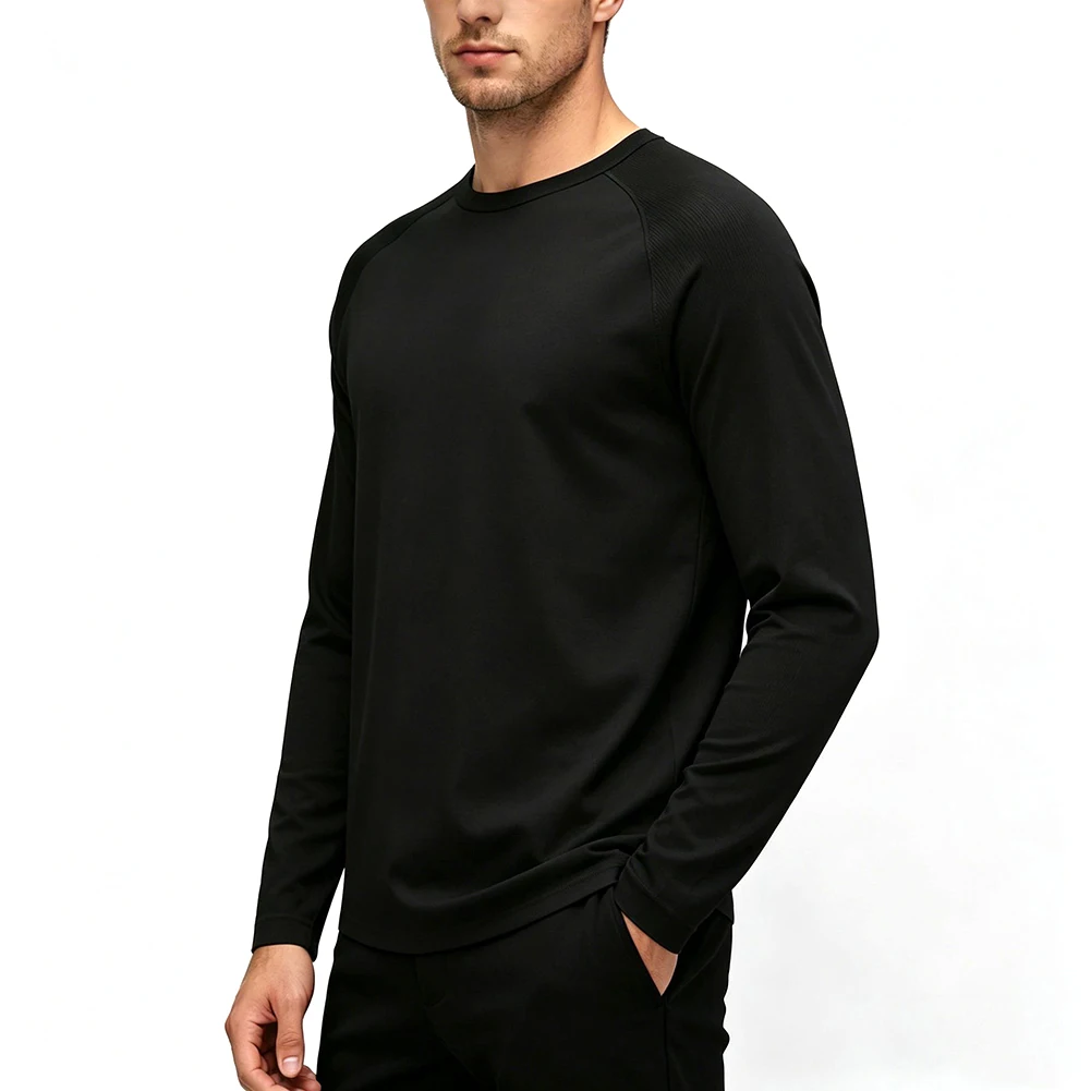 Breathable Sport Shirt Men Sweatshirt For Everyday Wear 96 Percent Polyester 4 Percent Spandex Regular Fit Length