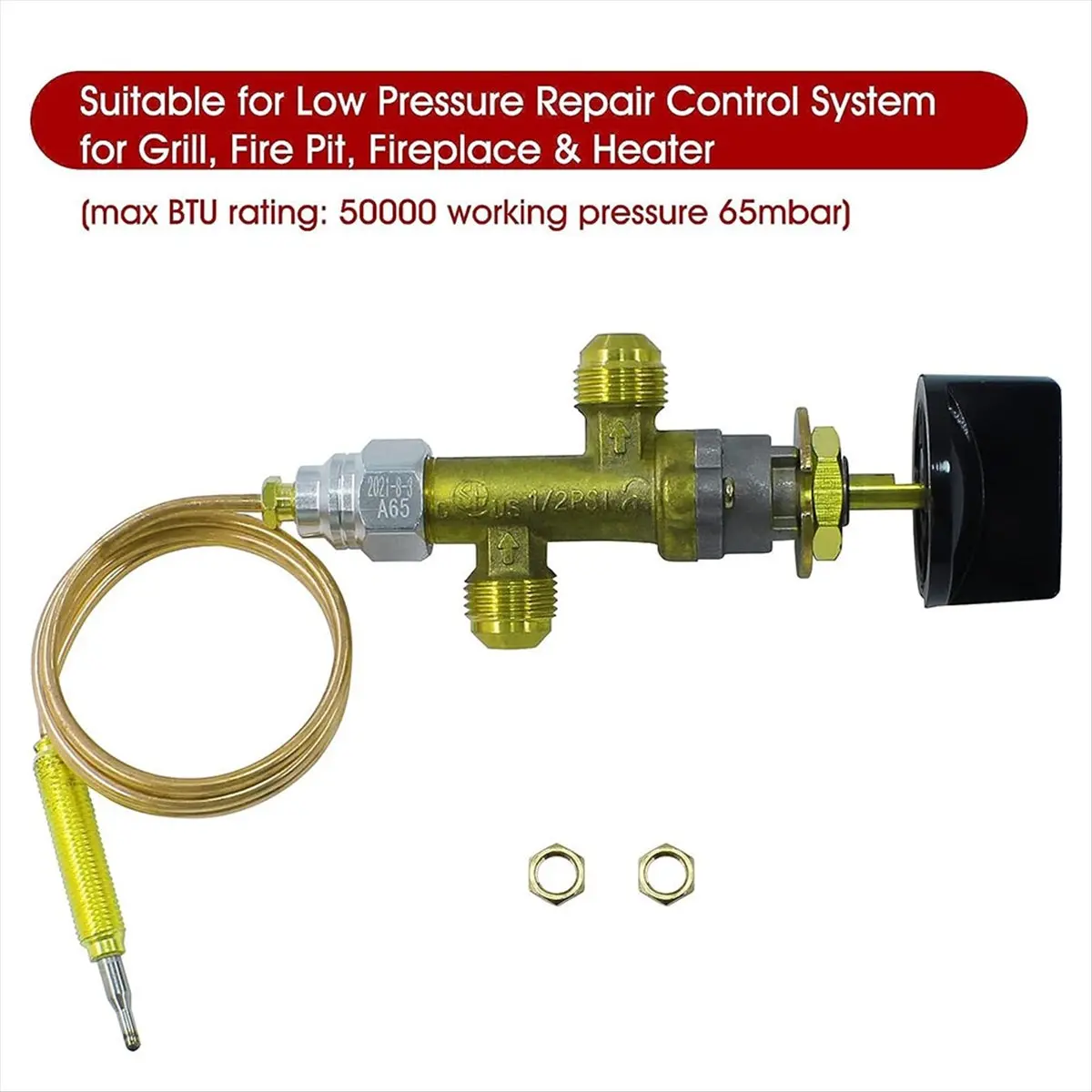 A95G Low Pressure Propane Gas Fireplace Fire Pit Flame Failure Safety Control Valve Kit 5/8-18UNF (3/8Inch Flare)