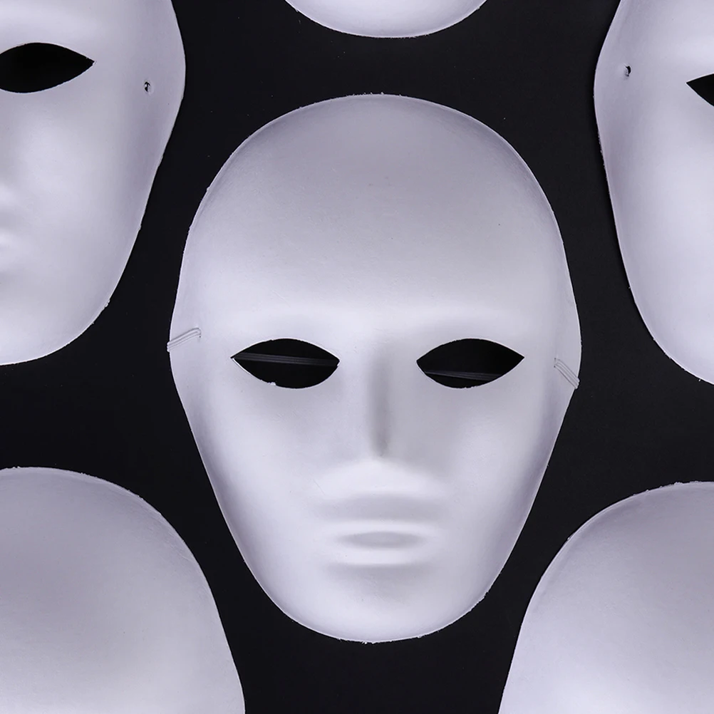 

6pcs Blank Pulp Masks For Diy Decoration Unpainted White Party Cosplay Masquerade Adult Handmade Craft Halloween Face Painting