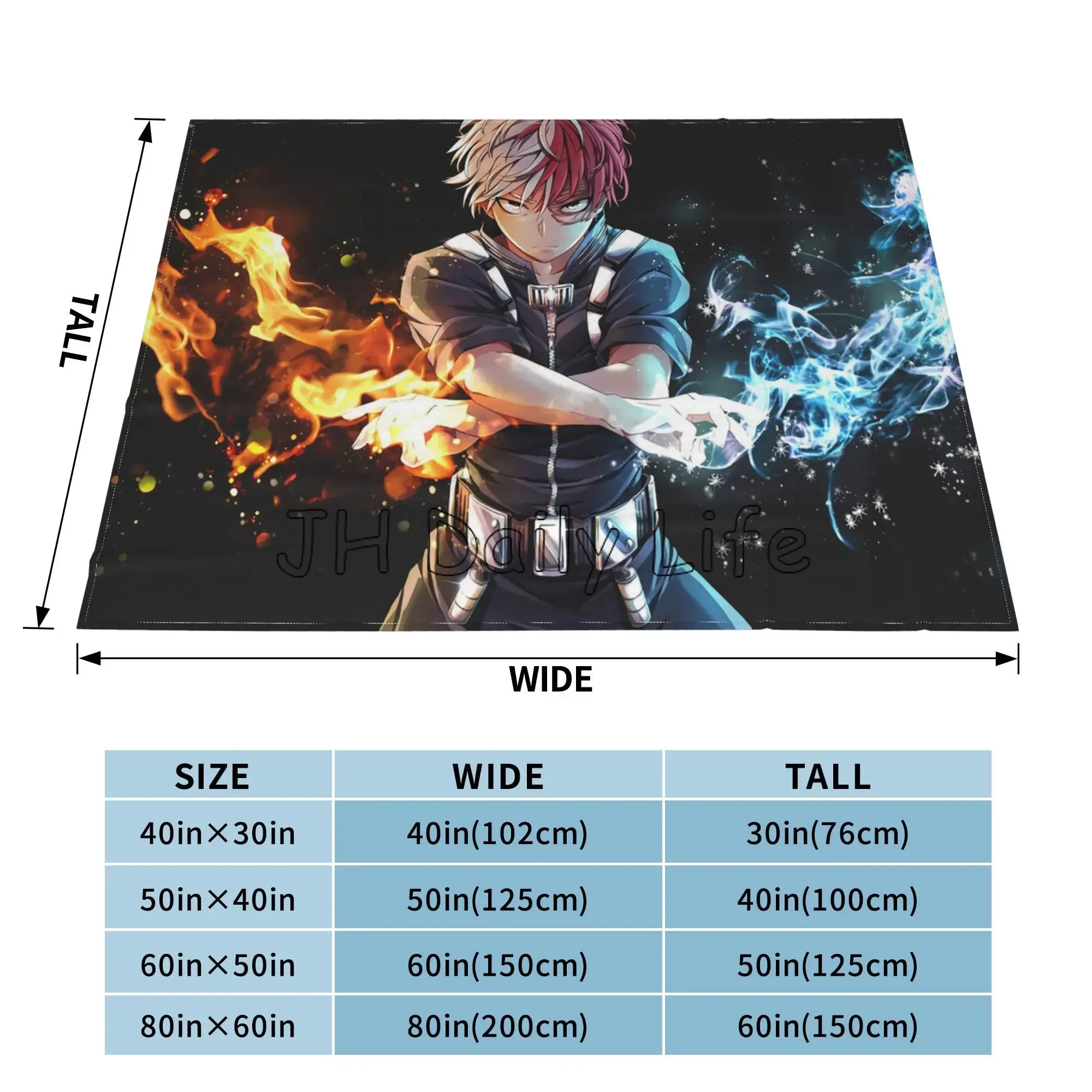 Todoroki BNHA Flannel Fleece Blanket Boku No My Hero Academia Anime Manga Throw Blankets Gifts for Adults Girls Boys 50x40 Inch