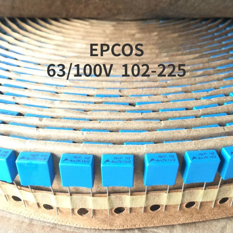 50pcs EPCOS 63V/100V 102/152/222/332/103/223/333/473/104/224/334/474/684/105/225 Correction capacitor p=5mm PolypropyleneFilm