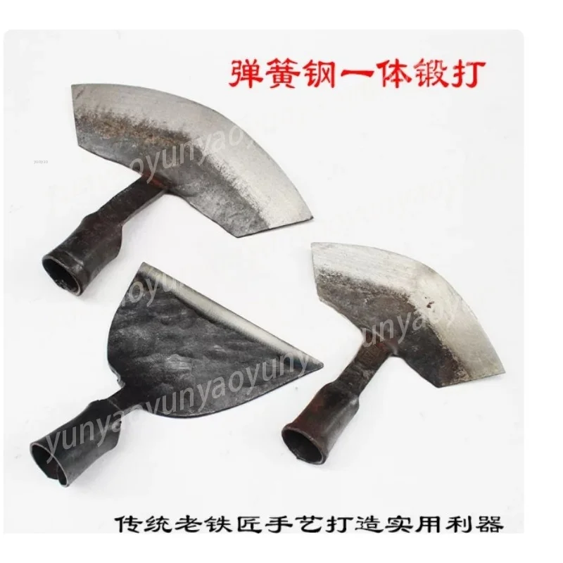 Solid Forged Steel Garden Weeding Shovel Crescent Slant Edge Grass Cleaning Digging Tool