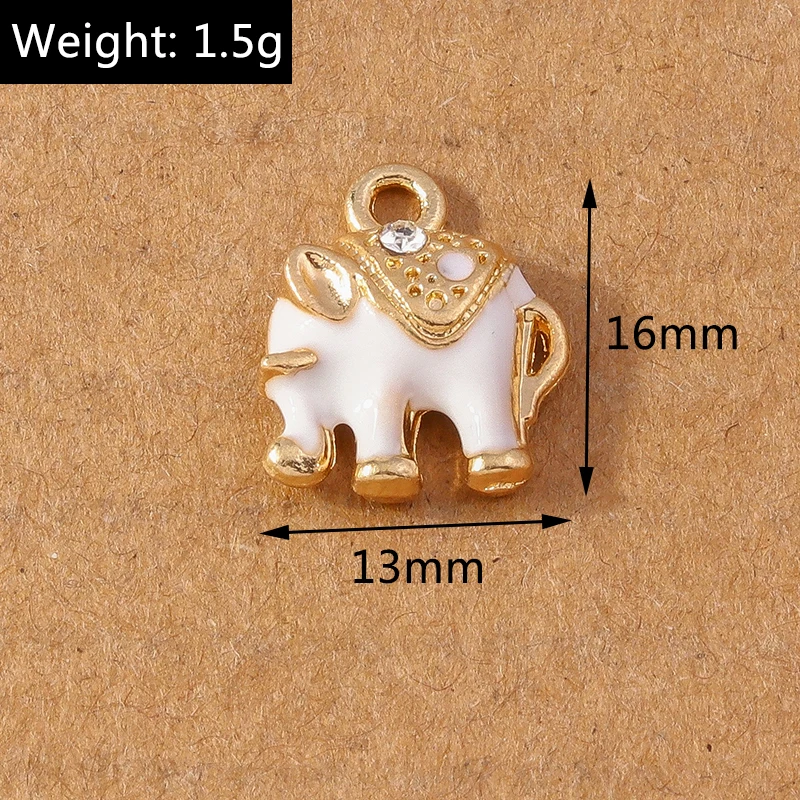 10 Stück süße Emaille Tier Kristall Elefant Charms Anhänger für Ohrringe Halskette DIY Armband Schmuck machen Zubehör liefert – Detail 3