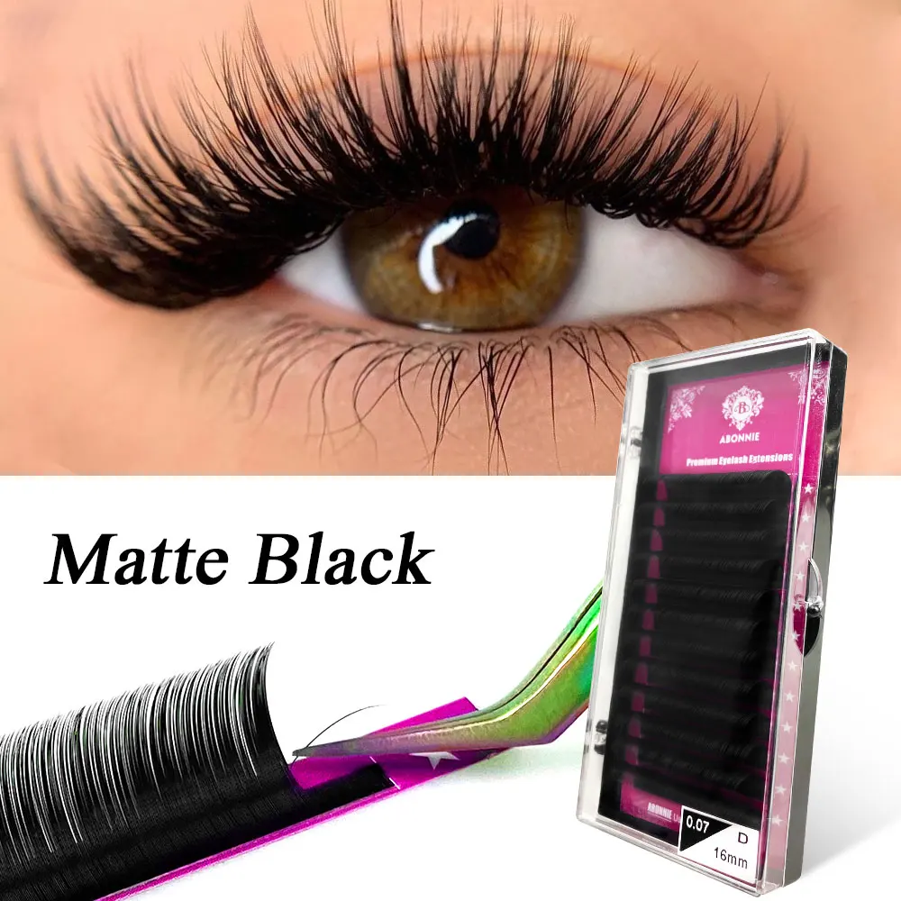 ABONNIE Extension de cils individuelle classique 0.03-0.20 cils noir mat professionnel doux naturel