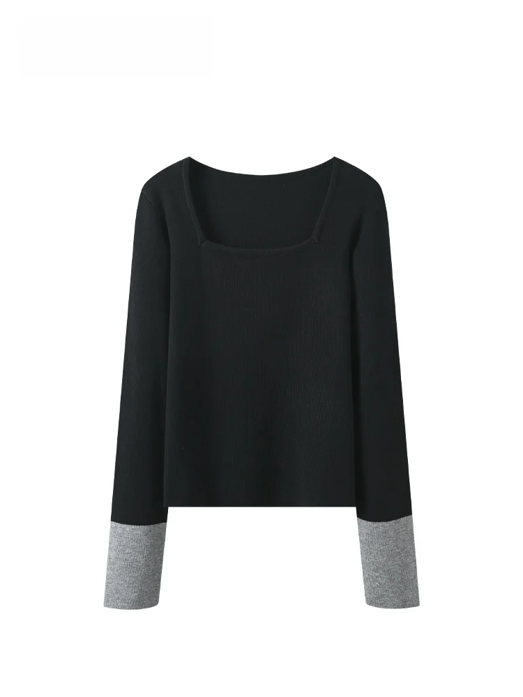 

Cara CLUB plus Size Knitwear Long Sve Square Collar Casual Sle Women's Faionable Color Blo Top for plus Size Ladies