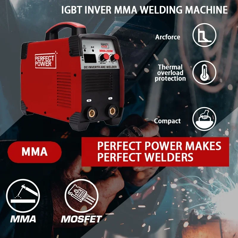 PERFECT POWER In Stock 220A Manual Metal Arc Welder Portable Welding Machine MMA-200M Inverter Welding Machine 220V 200A