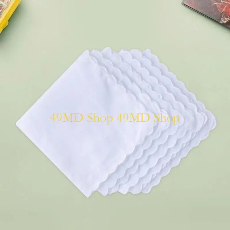 49MD Women Plain Portable Square Handkerchief Washable DIY Cotton Napkin Pocket Hanky