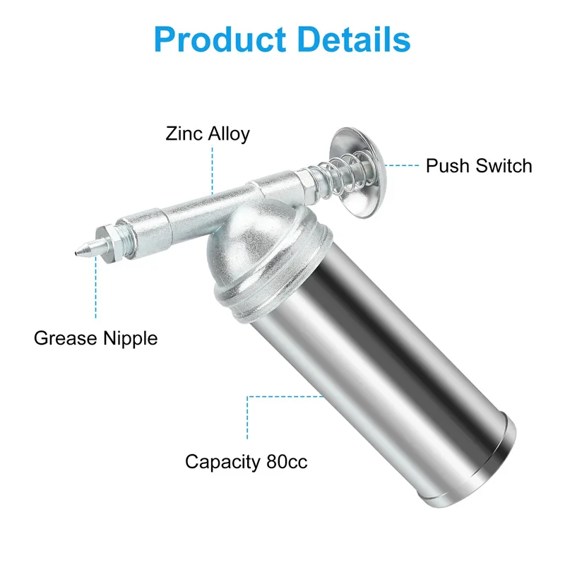 Handheld High Pressure Grease Gun 80cc Capacity 1000PSI Output For Bicycle Motorcycle Machine Tool Repair Lubrication