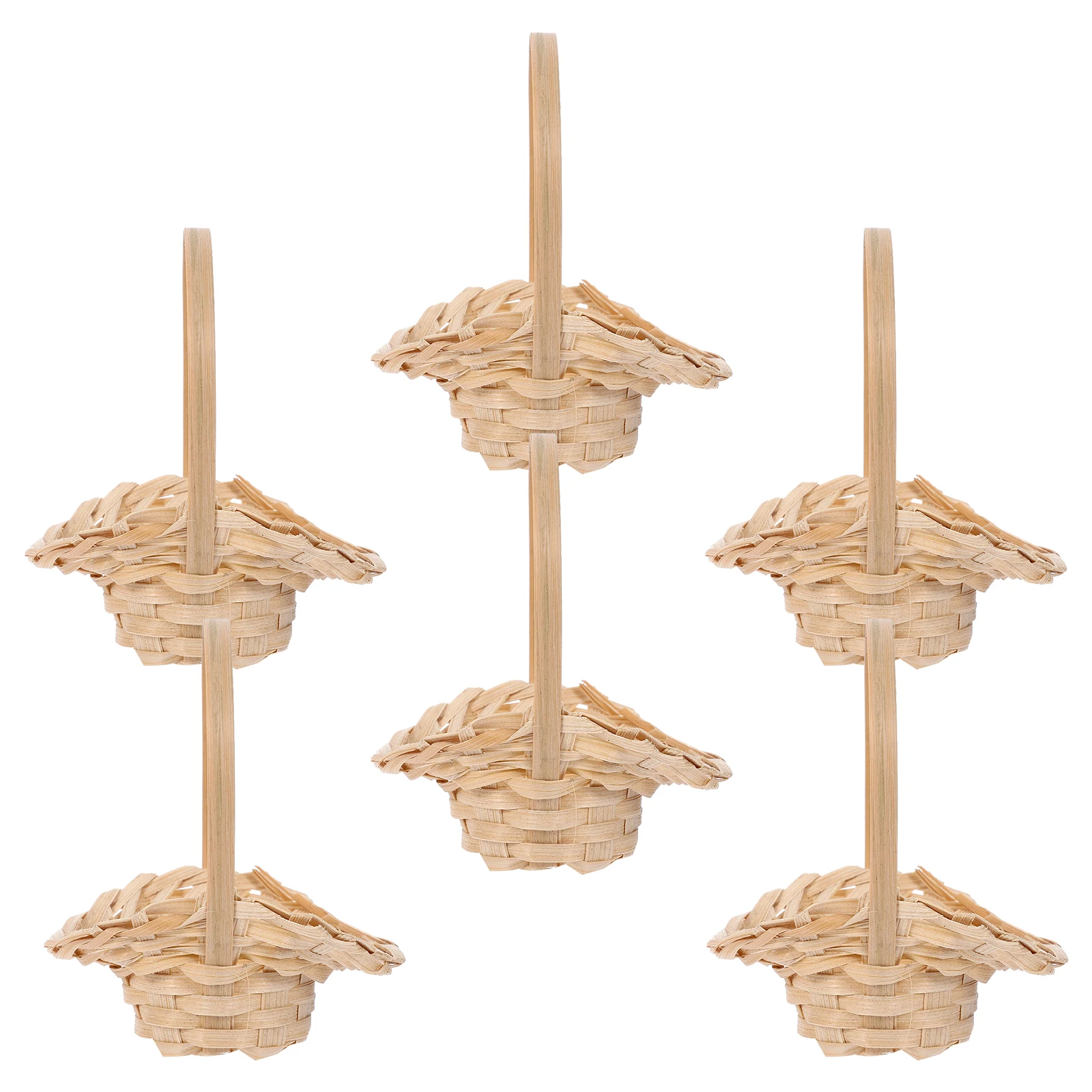

6 Pcs Mini Hand-held Woven Basket Materials Compact Size Storage Small Items Flower Petals Decor Household Picnic Mini