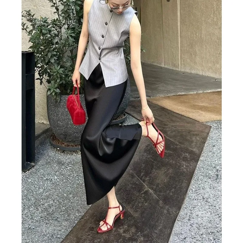 Cold and Extravagant Feeling A Whole Set of Ootd Wear Old Money Style Suit Vest Skirt Summer Unique and Beautiful Suit