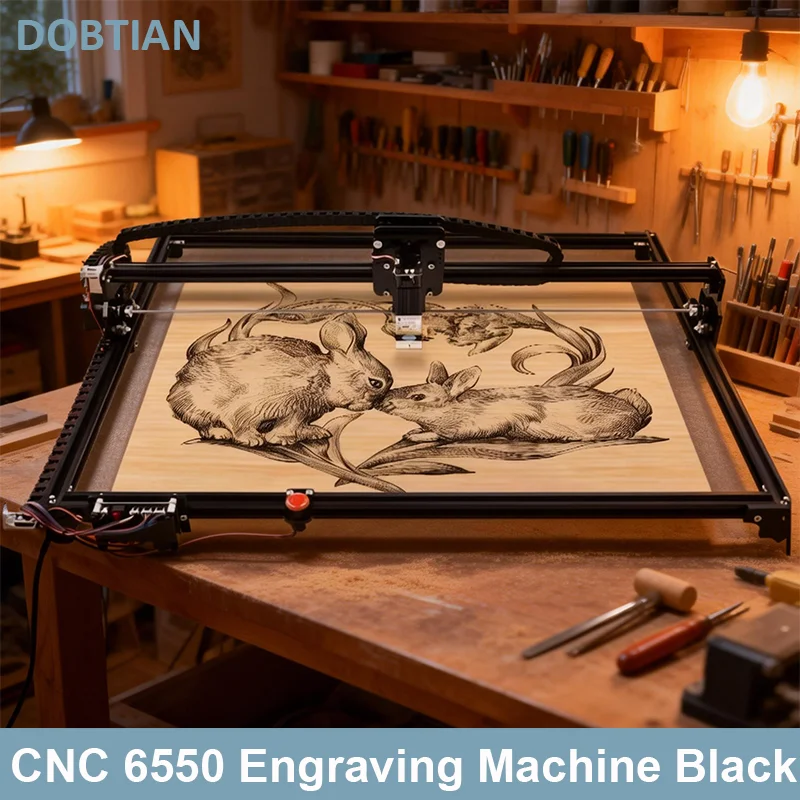 

Black CNC 6550 2-Axis NEW CNC Engraving Machine Work Area 65*50cm 20w Laser Engraver With Emergency Stop For Cut Wood MDF.