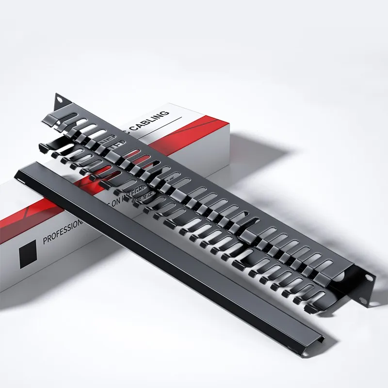 Metal 19 Inch 1u 24 Level 48 Slot Port Rack Network Cabinet Cable Management Manager