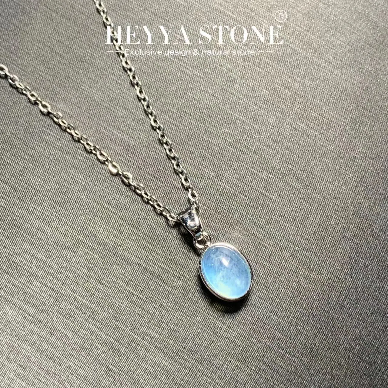 

HEYYA STONE Oval Natural Aquamarine Pendant Necklace For Women 925 Silver Plated Simple Fine Jewelry Gemstone Classic Style