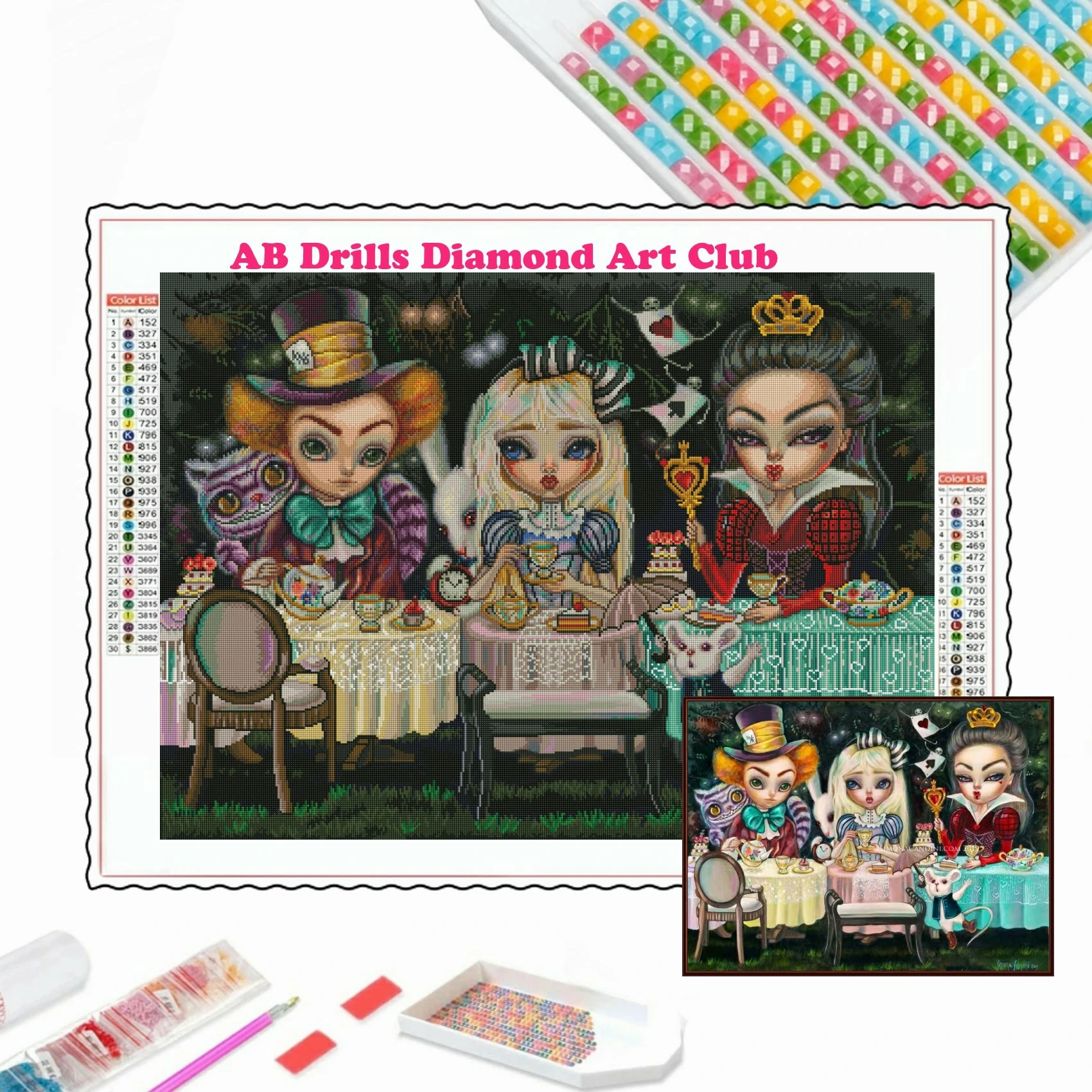 Alice in Wonderland AB Drill Diamond Painting Disney Cartoon Cheshire Cat Pictures of Rhinestones Cross Stitch Children's Gifts