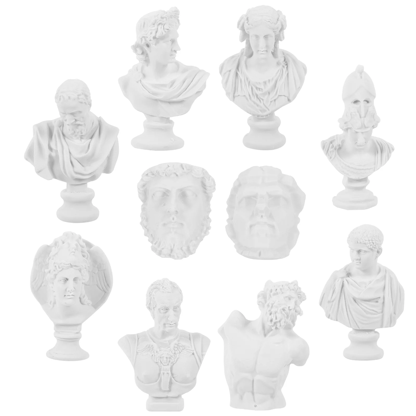 

10 Pcs Small Plaster Statue David Tabletop Adornment Greek Figurine Models Decorations Bust Statues Crafts for Sketch Office