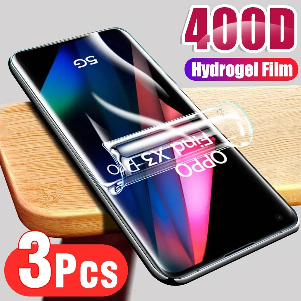 3PCS Full Cover Hydrogel Film For OPPO Find X3 Neo X2 X4 X5 Lite Screen Protector Gel Film For OPPO Reno 5 5Z 6 7 9 8 Pro Plus