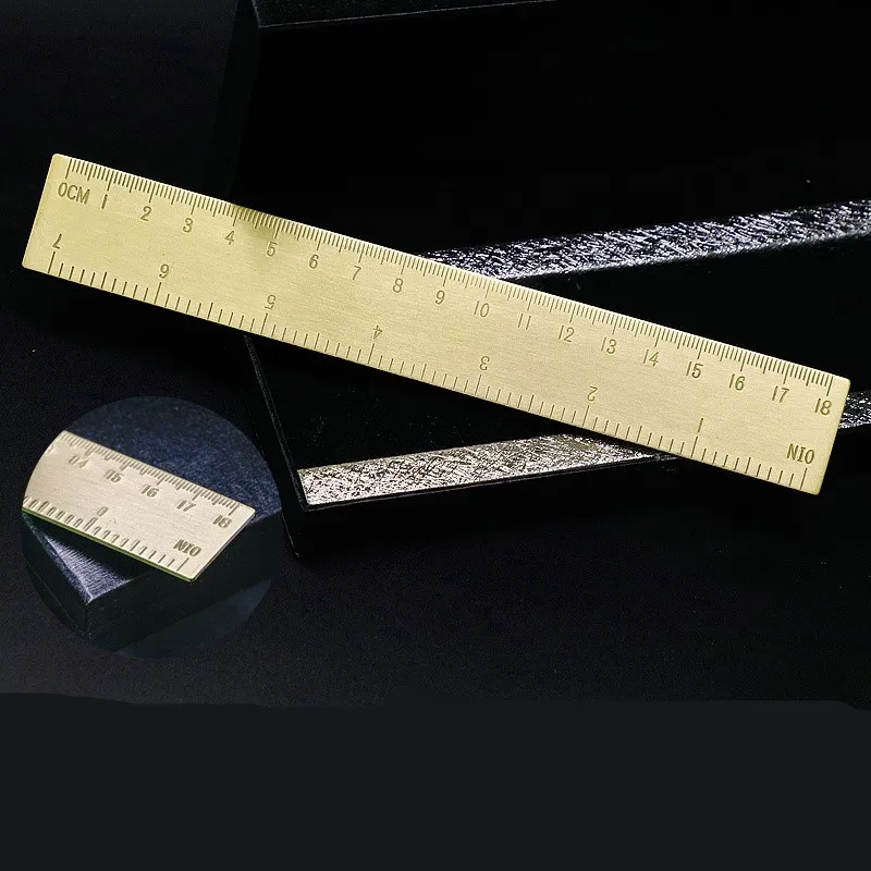 1 pcs   Multifunction Thickening Portable Brass Ruler 18 CM School Office Drawing Tools