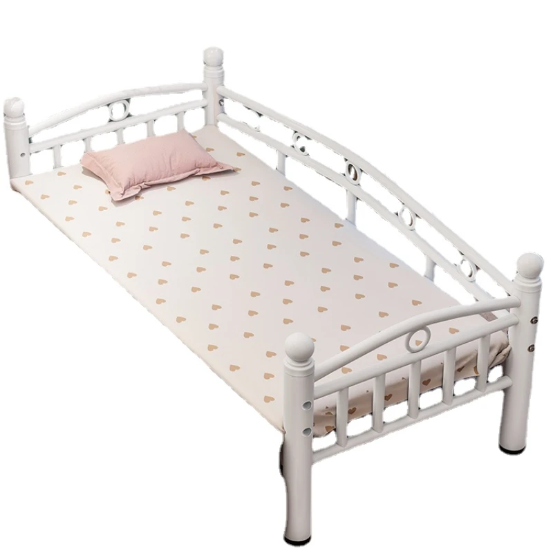 HXL Children's Bed with Fence Small Bed Baby Iron Single Bed Side Bed Widened Stitching