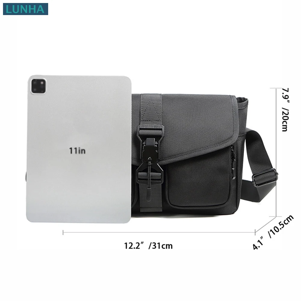 Men's Ballistic Nylon Crossbody Bag Waterproof Small Messenger Bag for Outdoor Sports Cycling Hiking Sling Shoulder Bags Black