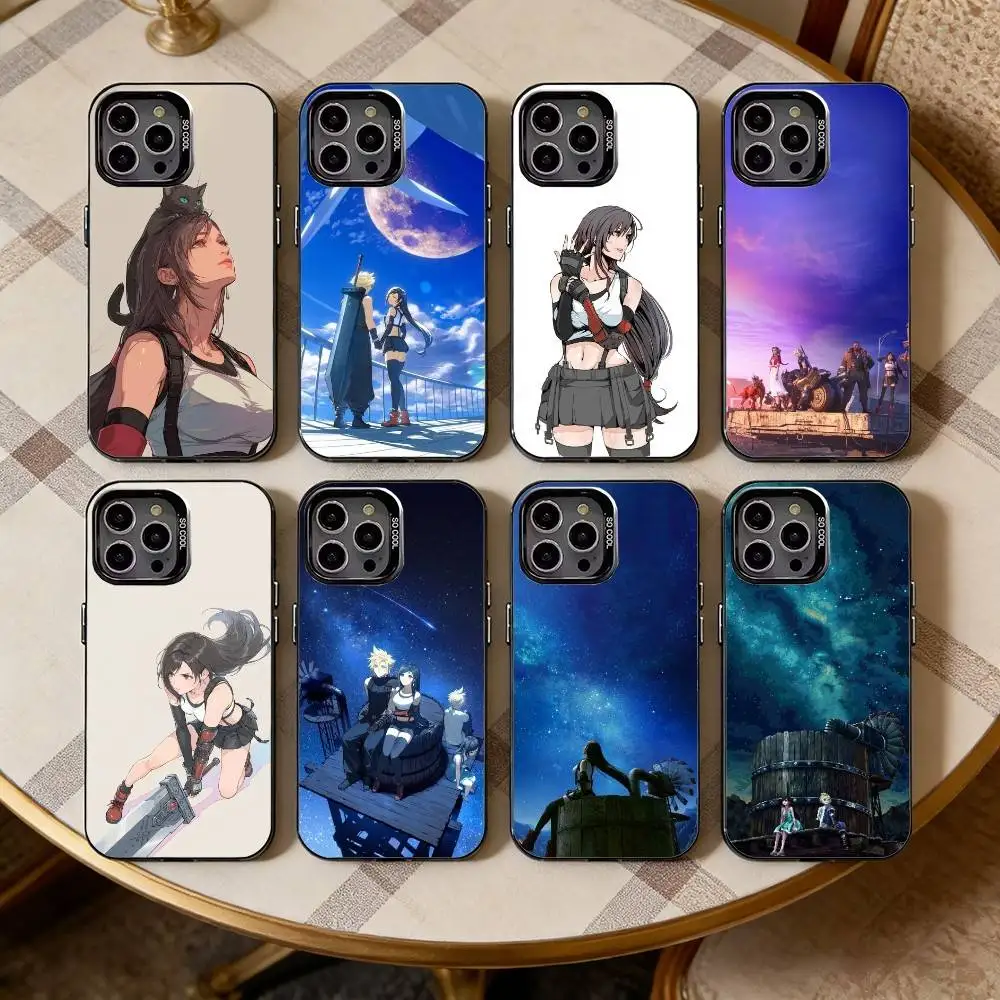

F-Final F-Fantasy Game T-Tifa Phone Case For iPhone17,16,15,14,13,12,11 Plus,Pro Max Black Candy silver phone case
