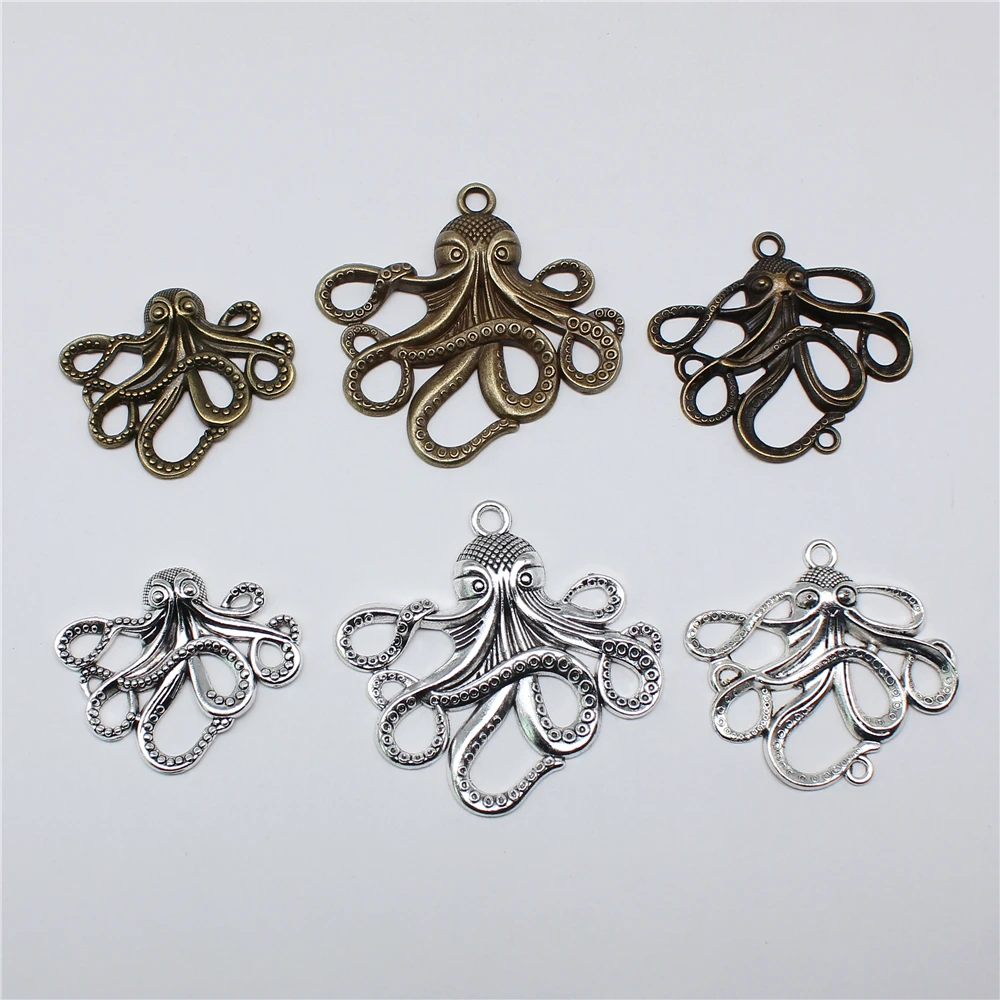 2pcs Big Octopus Pendant Charms For Jewelry Making Marine Life Sea Animal Charms DIY Crafts Making Findings