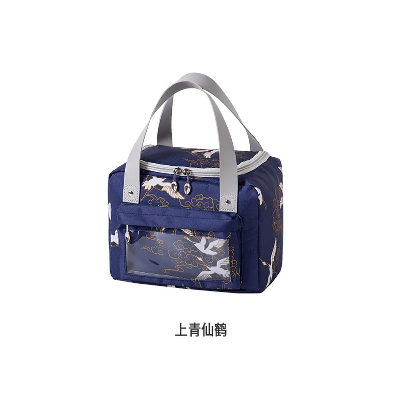 Bolsa de almuerzo portátil de estilo japonés, bolsa de Picnic térmica con papel de aluminio, asa de transporte, bolsa de mano para conservar la