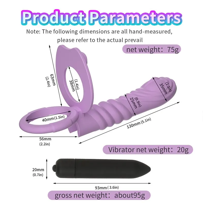 Double Penetration Penis Ring 10 Modes Vibrator Penis Enlargement Dildo Anal Sexy Toy for Men Women Stimulation of the Clitoris