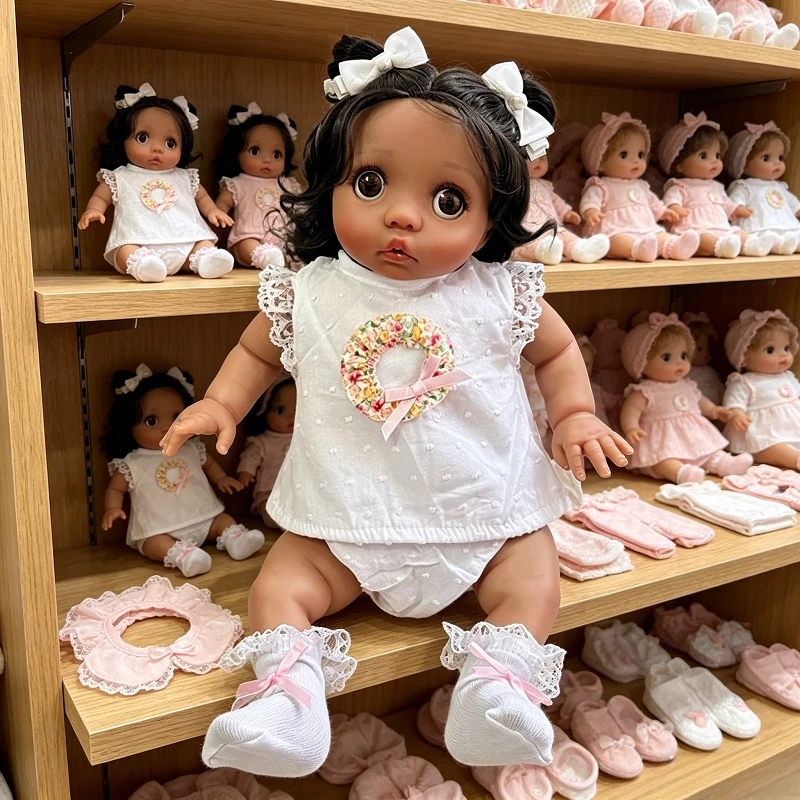 

Кукла реборн Peeka 40 см с темной кожей, реалистичная, с хлопковым телом, для девочек, игрушка-кукла реборн