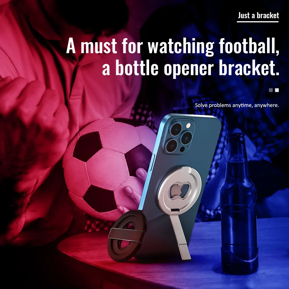 

Magnetic suction bottle opener bracket, Collapsible Phone Grip Holder with Magsafe Accessories & Wireless Charging