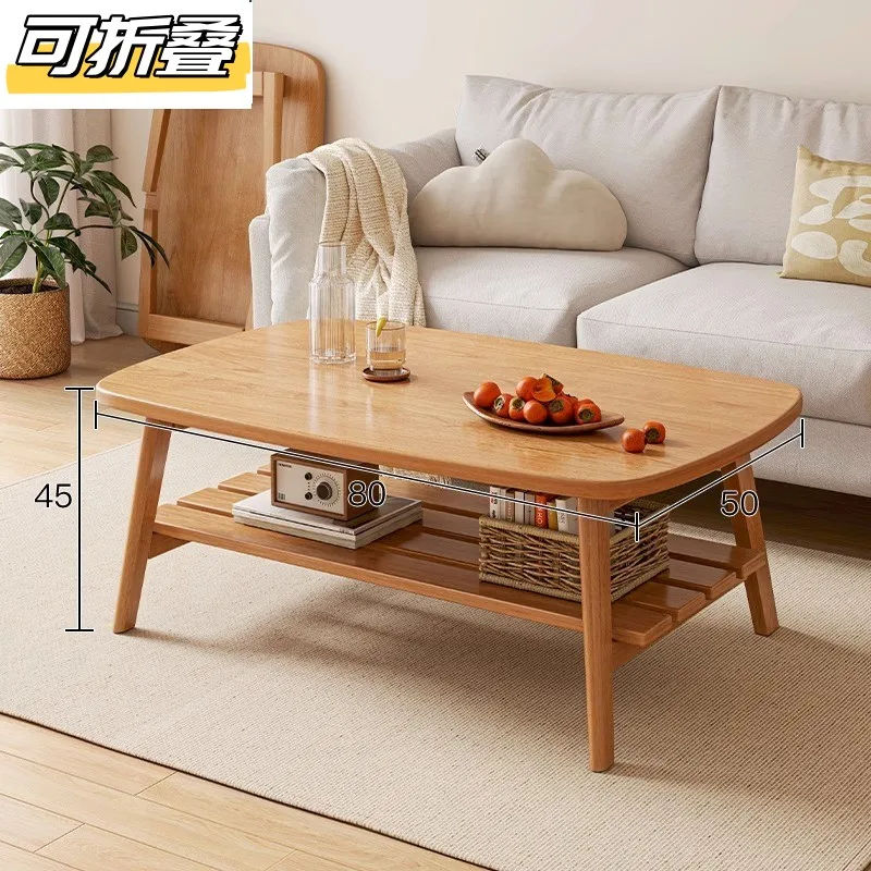 

Foldable coffee table Living room household small apartment tea table Bedroom Internet celebrity small square table Solid wood s