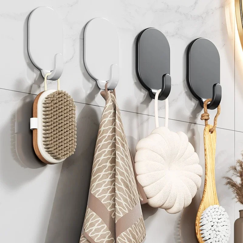 Drill-Free Load-Bearing Stainless Steel Hooks with Strong Adhesive - Trace-Free Adhesive Hooks for Kitchen, Bathroom