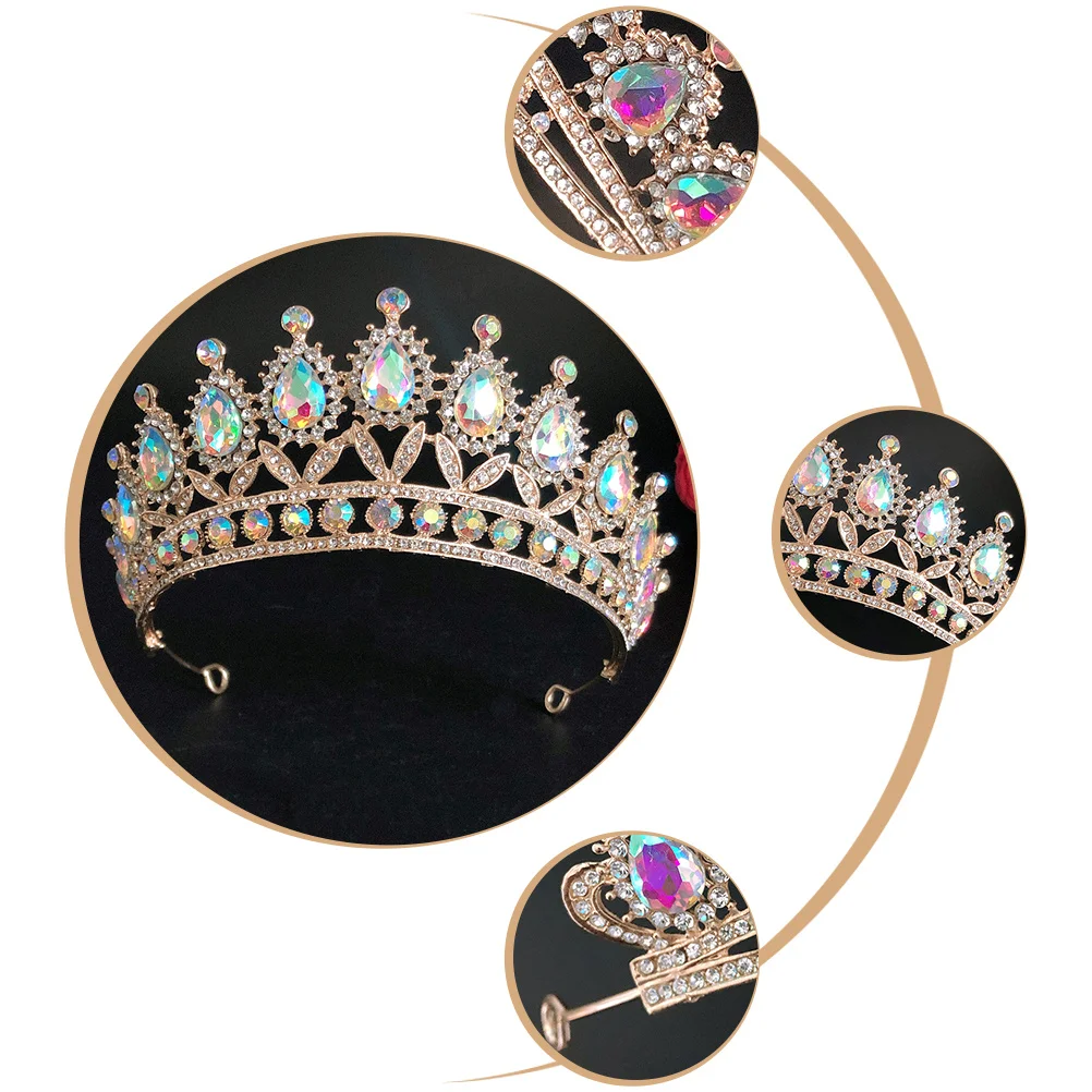 

Rhinestones Colorful Crown Wedding Bridal Headband Birthday Party Hair Accessory Tiara Wedding Rhinestones Crown