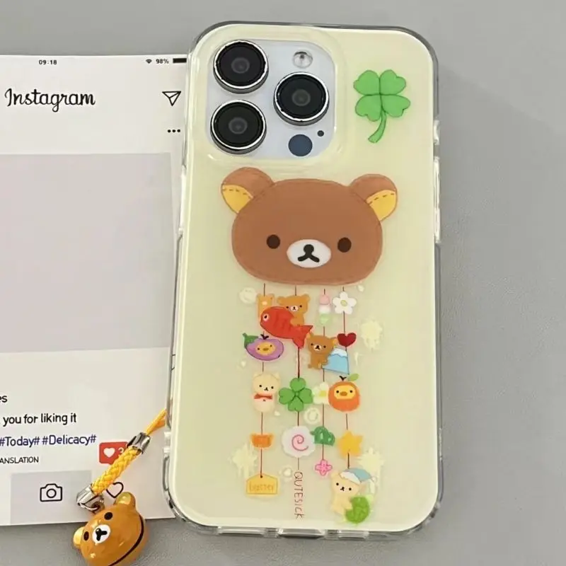 

Расслабленные чехлы для телефонов с подвеской в виде медведя-колокольчика для Samsung galaxy s25 s24 s24plus s24ultra s23 s22 s21 s21fe s23fe s20 s20fe Cover