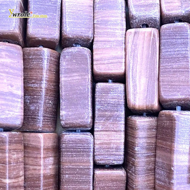 Natural Stone Irregular Cuboid Red Wood Grain Jasper 8x20mm Spacer Beads for Jewelry Making Diy Bracelet Charms Accessories 15''