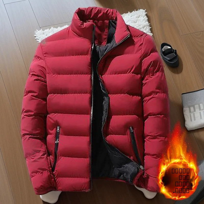 

Men's Winter Thiened ort down Cotton Jaet Stand Collar Warm Cozy Large Size Open Cardigan Coat Sli Urban Faion