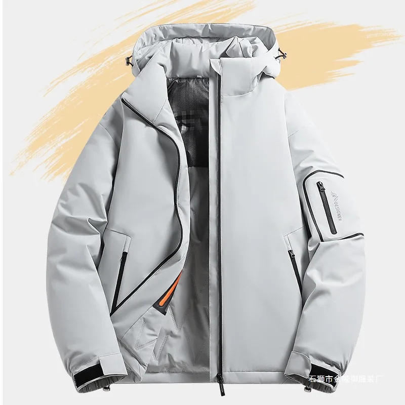 رجل البضائع معطف الخريف الشتاء Vintage رشاقته يندبروف الذكور ملابس خارجية سحاب أكمام طويلة انفصال مقنعين الرجال أسفل سترة