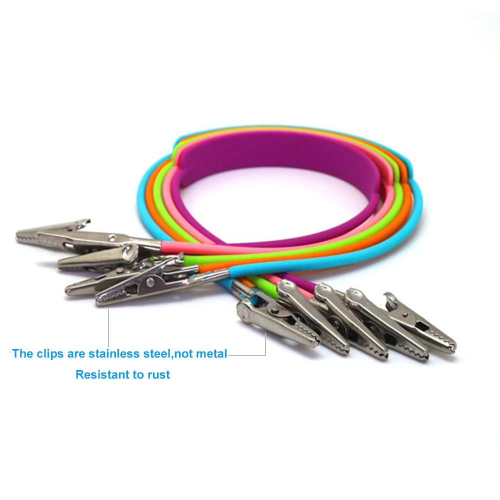 2pcs Stainless Steel Dental Bib Clips Silicone Patient Clip Chain Autoclavable Scarf Clip Napkin Holder Dental Disposables