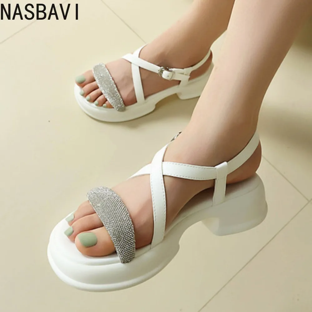 

Summer High Heel Sandals Women's Outdoor Wear Thick Bottom Lightweight Trendy Small Size Beach Shoes Korean Style Footwear