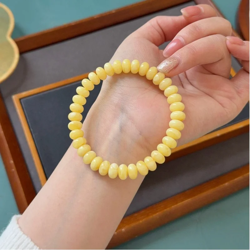 

Natural Russian Abacus Drum Bead Bracelet 9mm Beeswax