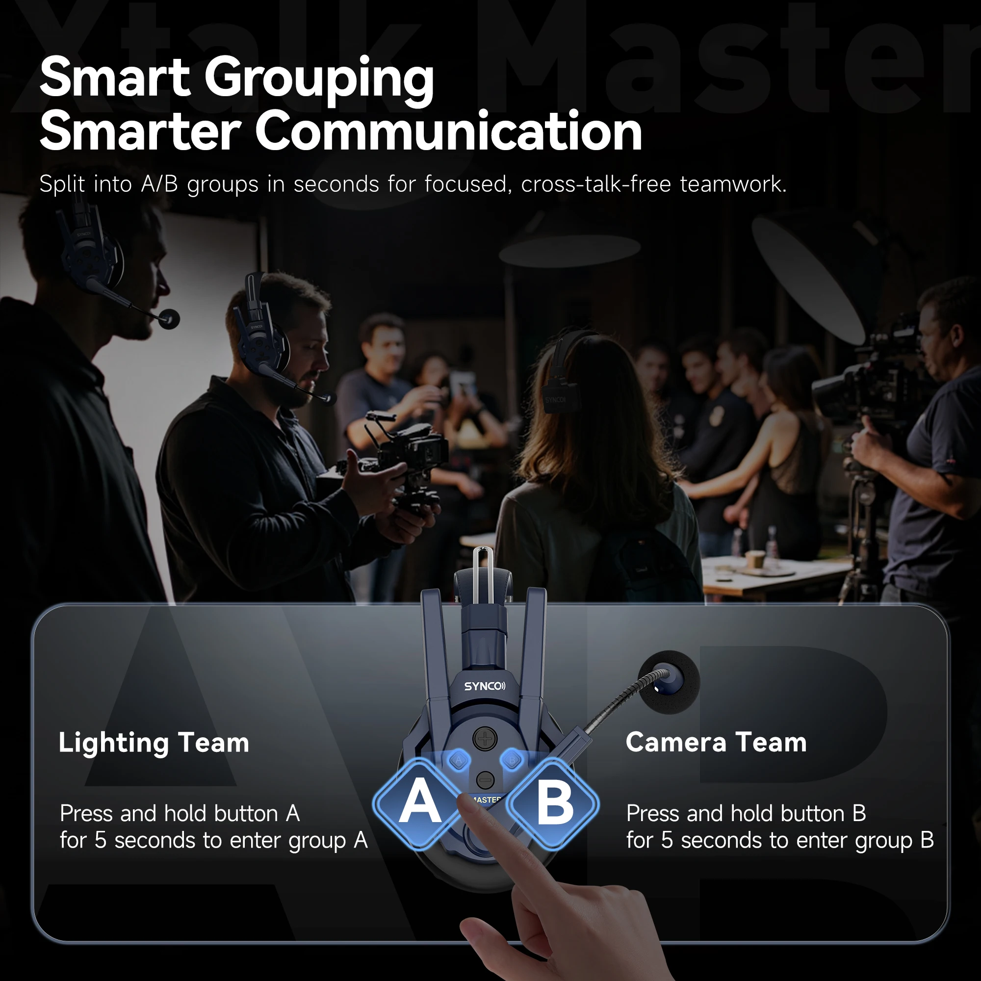 Synco Xtalk Master Series Digital 2.4G Full Duplex Wireless Microphone Headset AI Ultra Low 45ms Latercy,500m Working Range