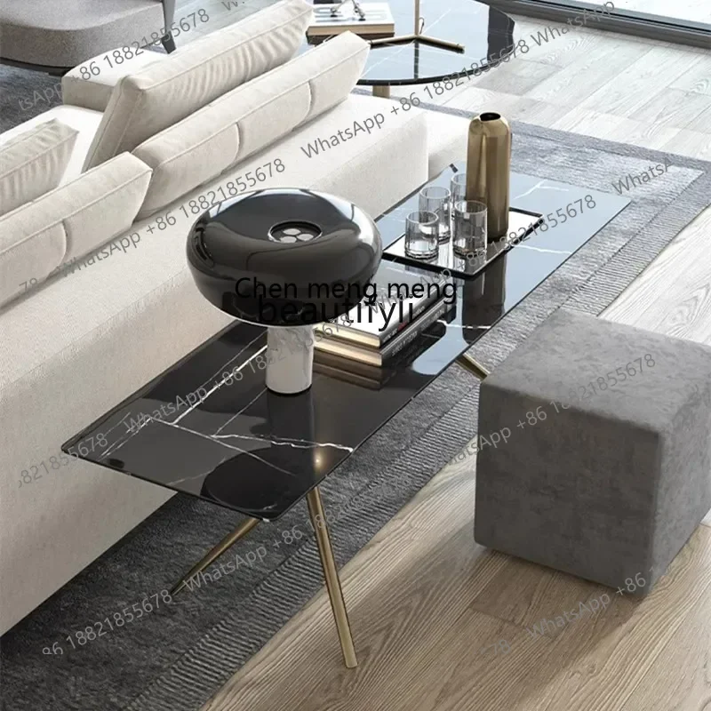 B178 Modern simple and minimalist light luxury high-end villa natural marble sofa with long edges2936