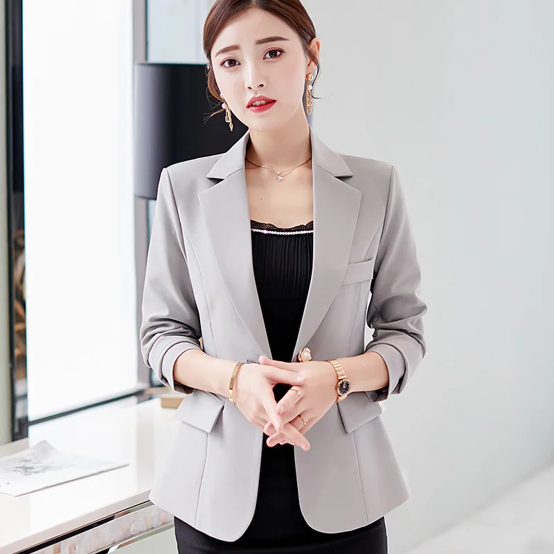 2022 Women Black Slim Fit Blazer Jackets Office Work Wine Red Blazer Outfits Casual Tops Long Sleeve Outerwear Coats NS5263