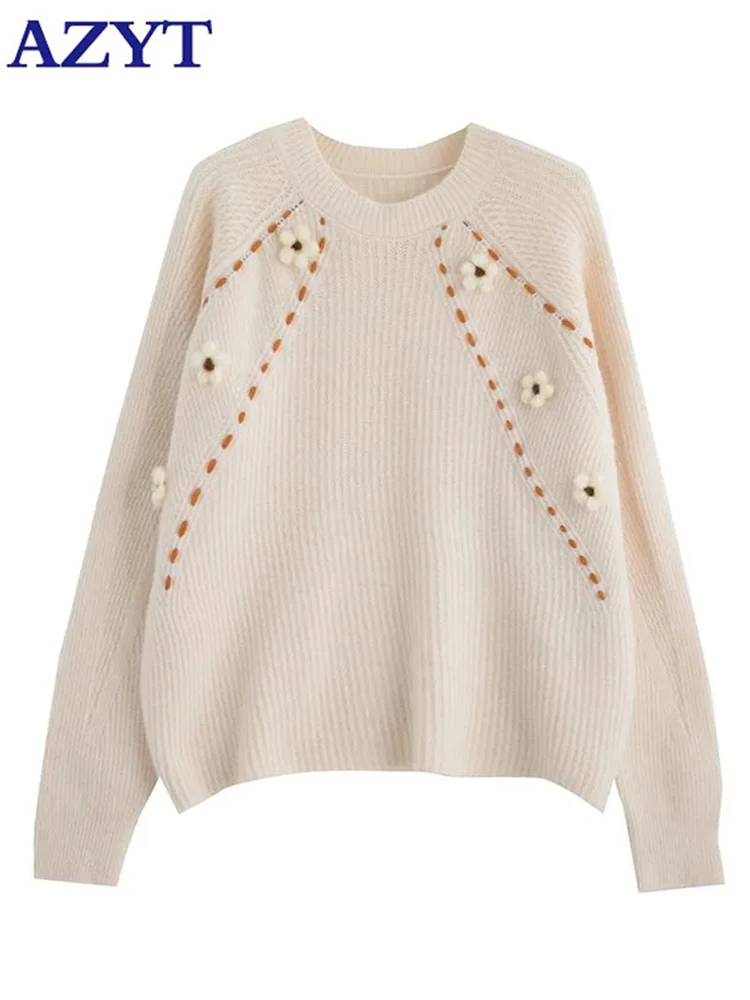 

AZYT 2023 Spring New O Neck Women Sweater Acrylic High Elasticity Knit Pullover Sweater For Women Casual Knitwear Jumper Female