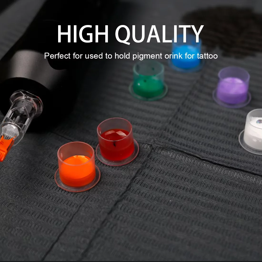 Disposable Tattoo Pigment Cups with Base Clear Plastic Ink Holders Stable Leak Proof Cups for Permanent Makeup and Tattooing
