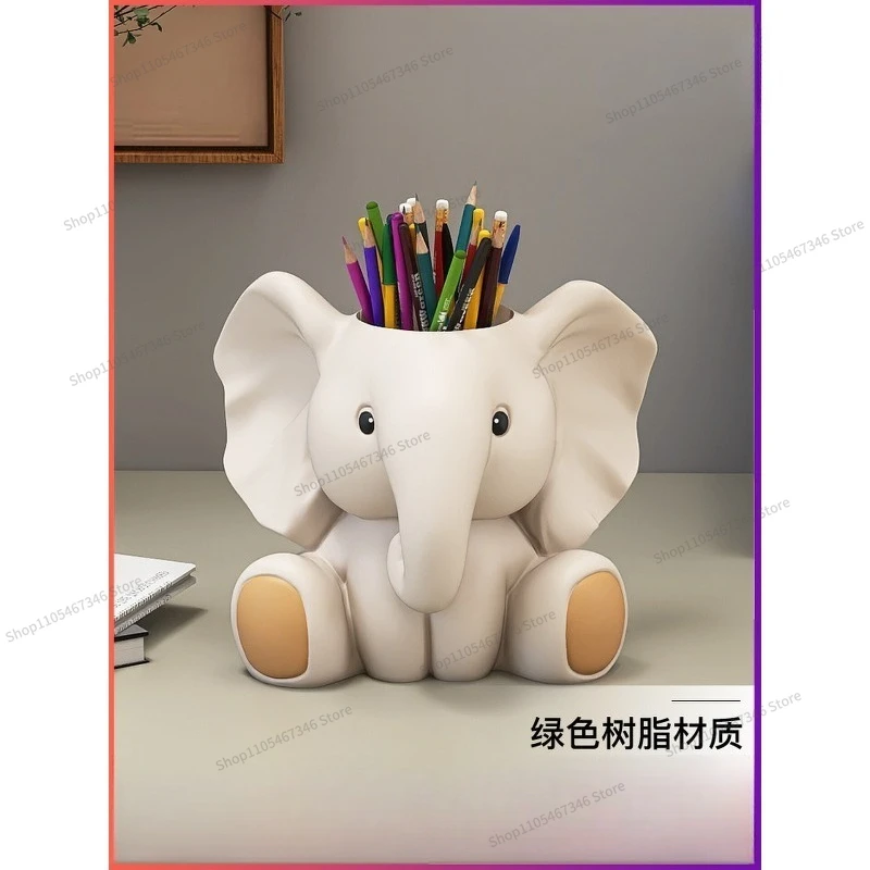 For Elephant Pen Holder Ornament Makeup Brush Lipstick Storage Bucket
