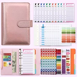 Macaron Colorful A6 Loose-Leaf Eather DIY Binder Notebook Cover Diary Agenda Planner Paper Cover Zipper Money Saving Envelope